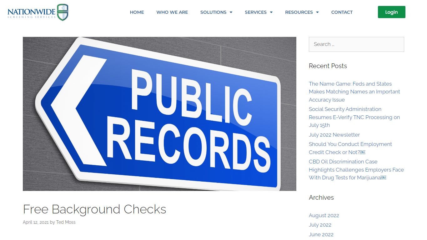 Free Background Checks - Nationwide Screening Services